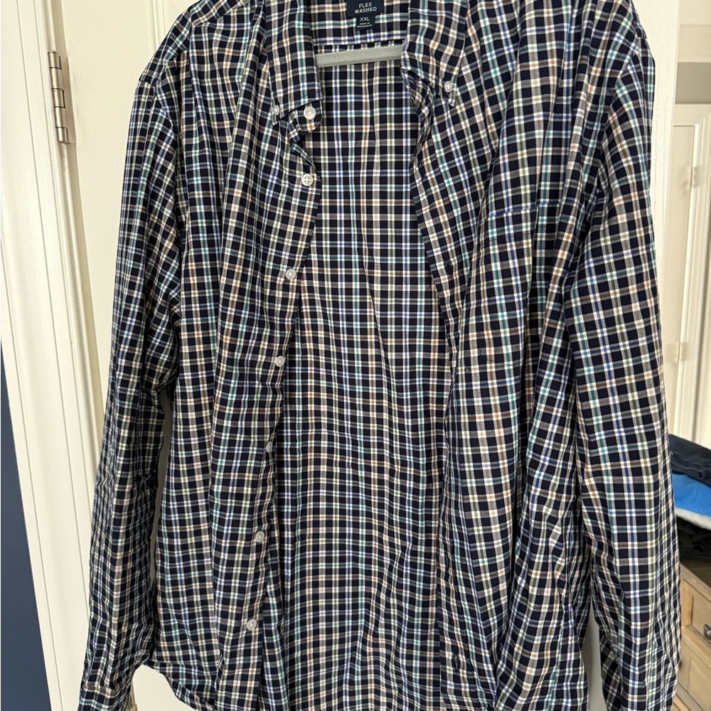 J. Crew Navy and Green Plaid Shirt